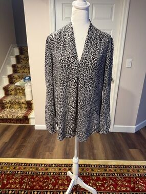 Michael Kors Leopard Print V-Neck Blouse